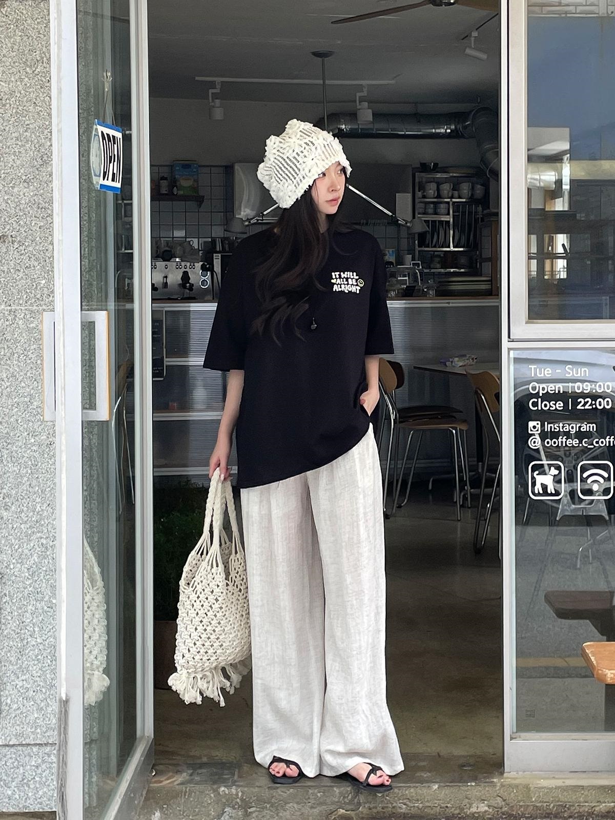 リネン混ドローストリングウエストゴムワイドパンツ | 詳細画像4