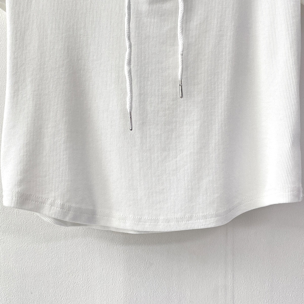 フードドローストリングハーフボタン無地Tシャツ | 詳細画像15