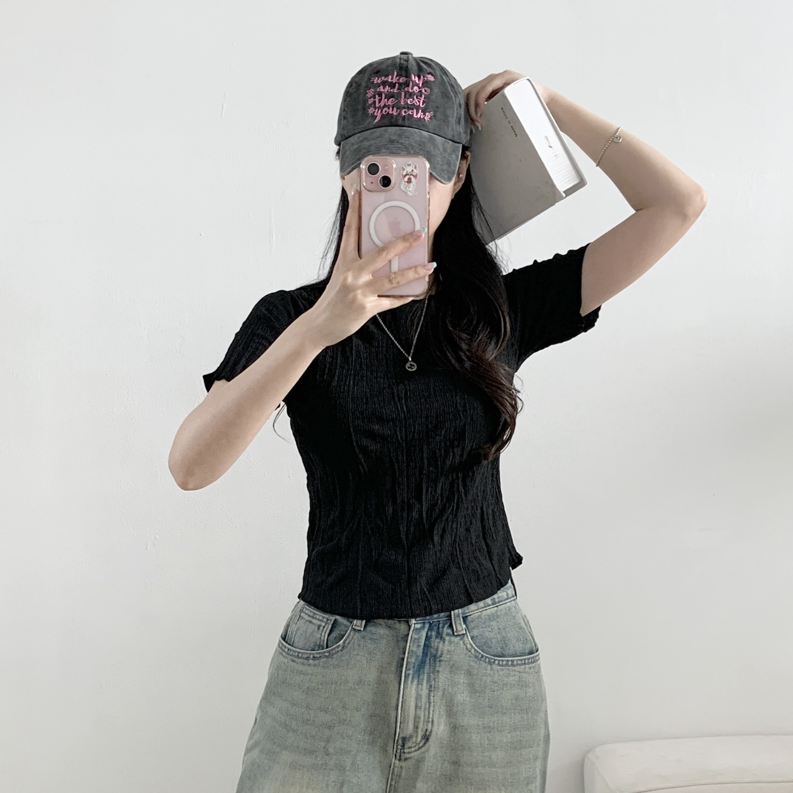 ラウンドネックリンクル無地Tシャツ | 詳細画像6