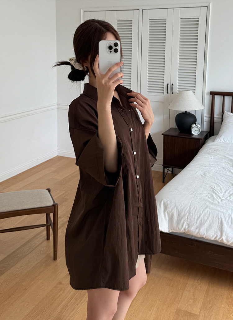 カラー半袖ルーズボクシーシャツ | レディースファッション通販 - DHOLIC
