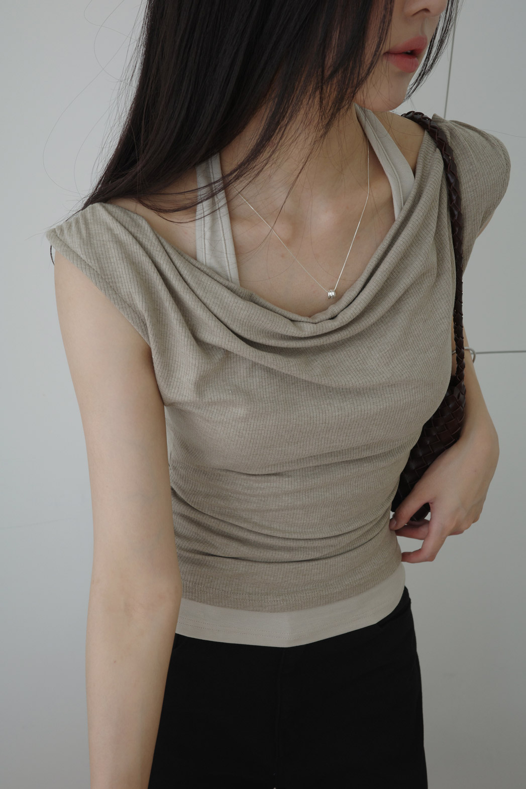 配色ホルターネックレイヤード風Tシャツ | DHOLIC | 詳細画像14