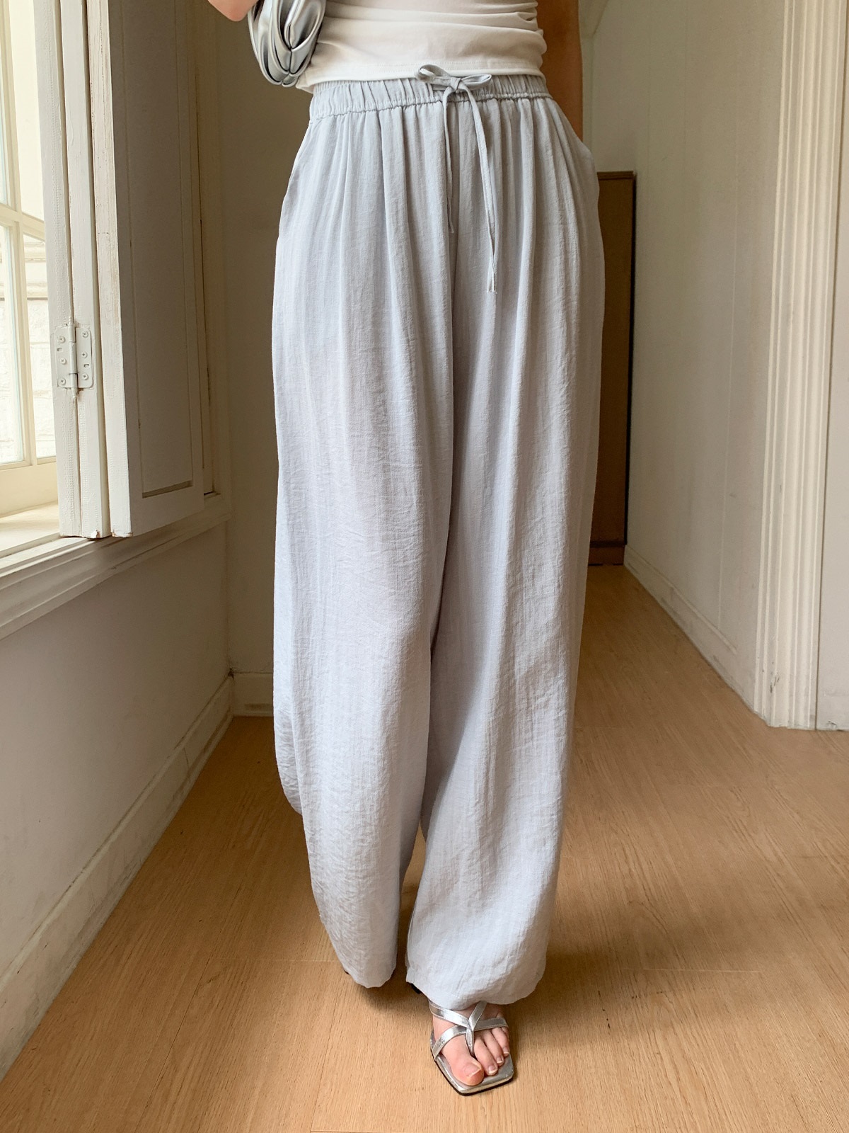 リネン混ゴムワイドパンツ | 詳細画像9