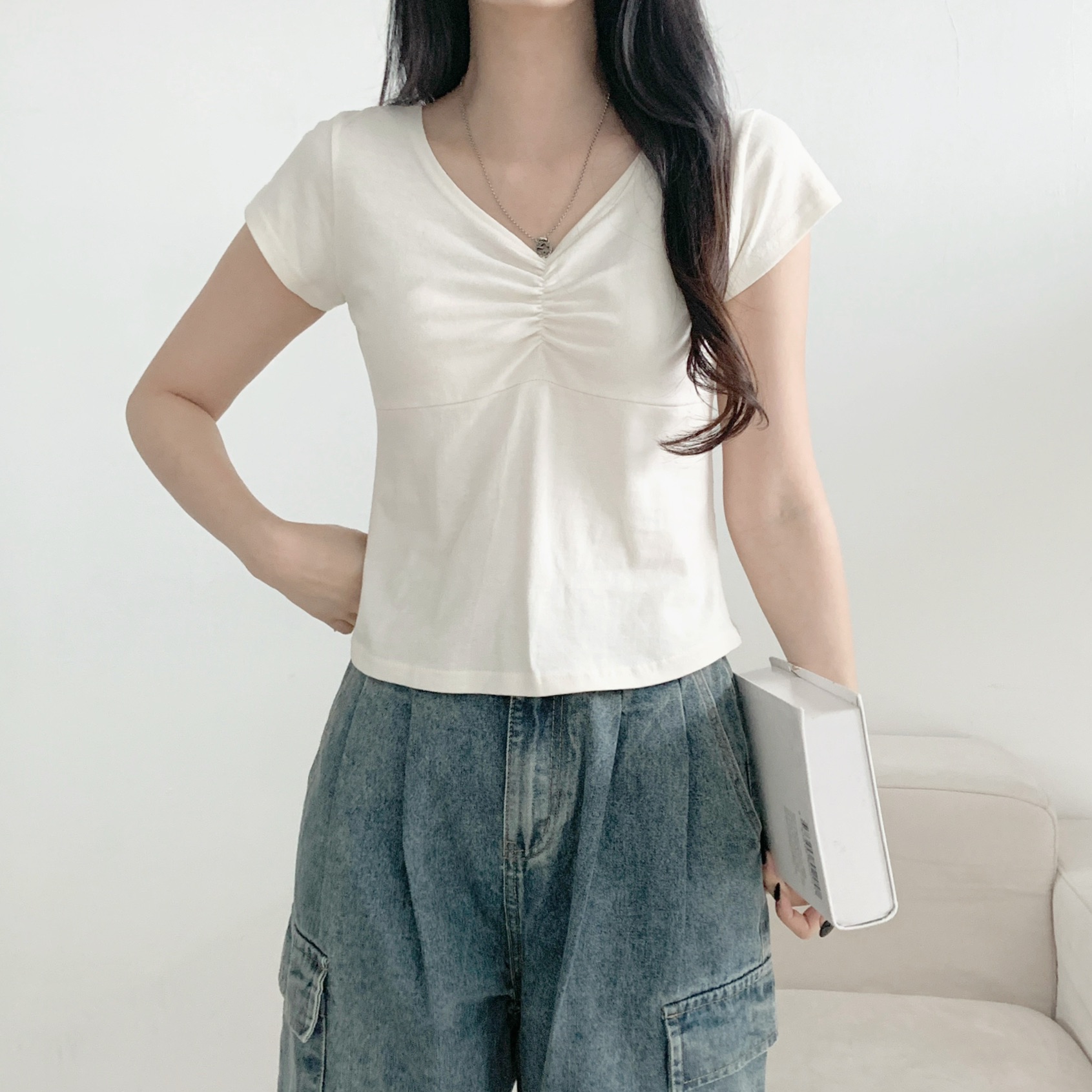 ラインスリム半袖ギャザーTシャツ | 詳細画像10