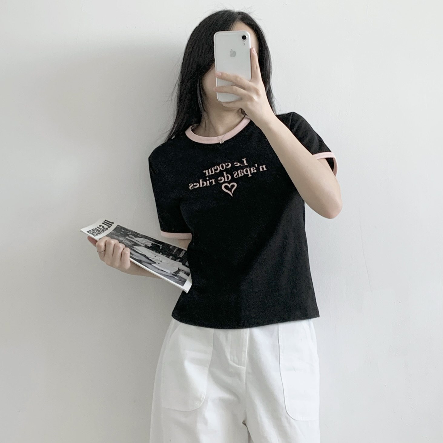 コットンラウンドネックベーシック半袖ロゴTシャツ | 詳細画像4