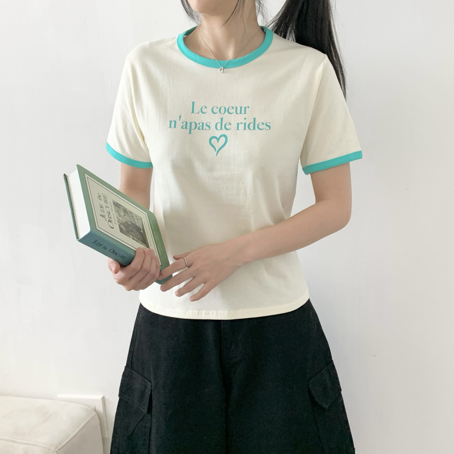 コットンラウンドネックベーシック半袖ロゴTシャツ | 詳細画像7