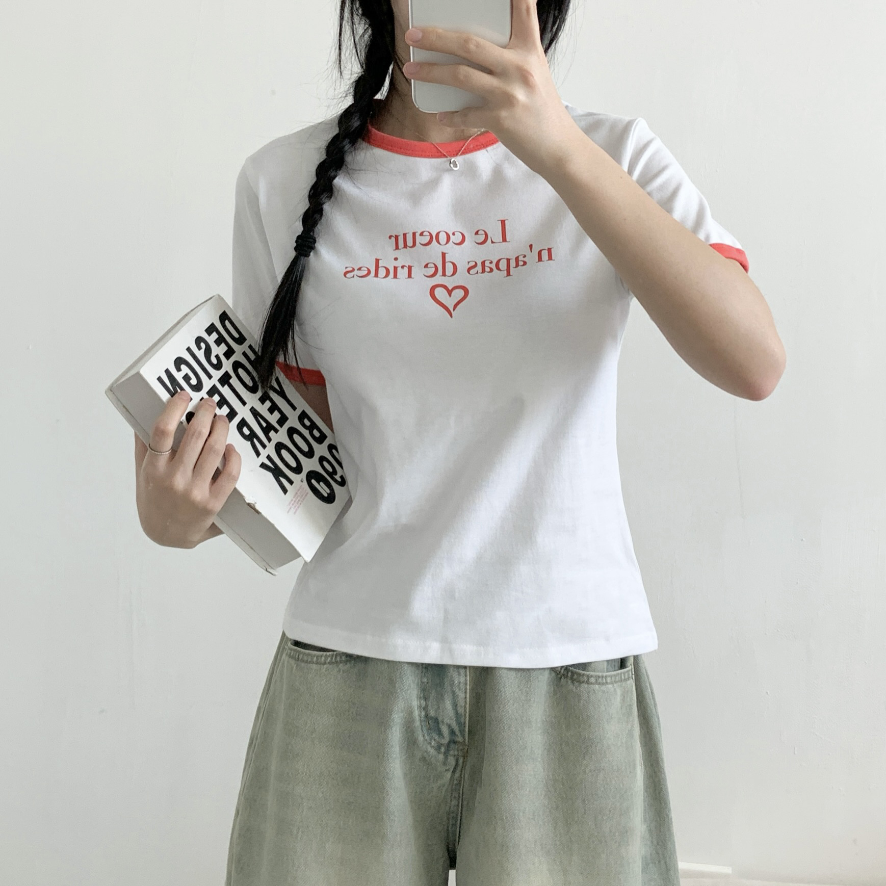 コットンラウンドネックベーシック半袖ロゴTシャツ | 詳細画像8