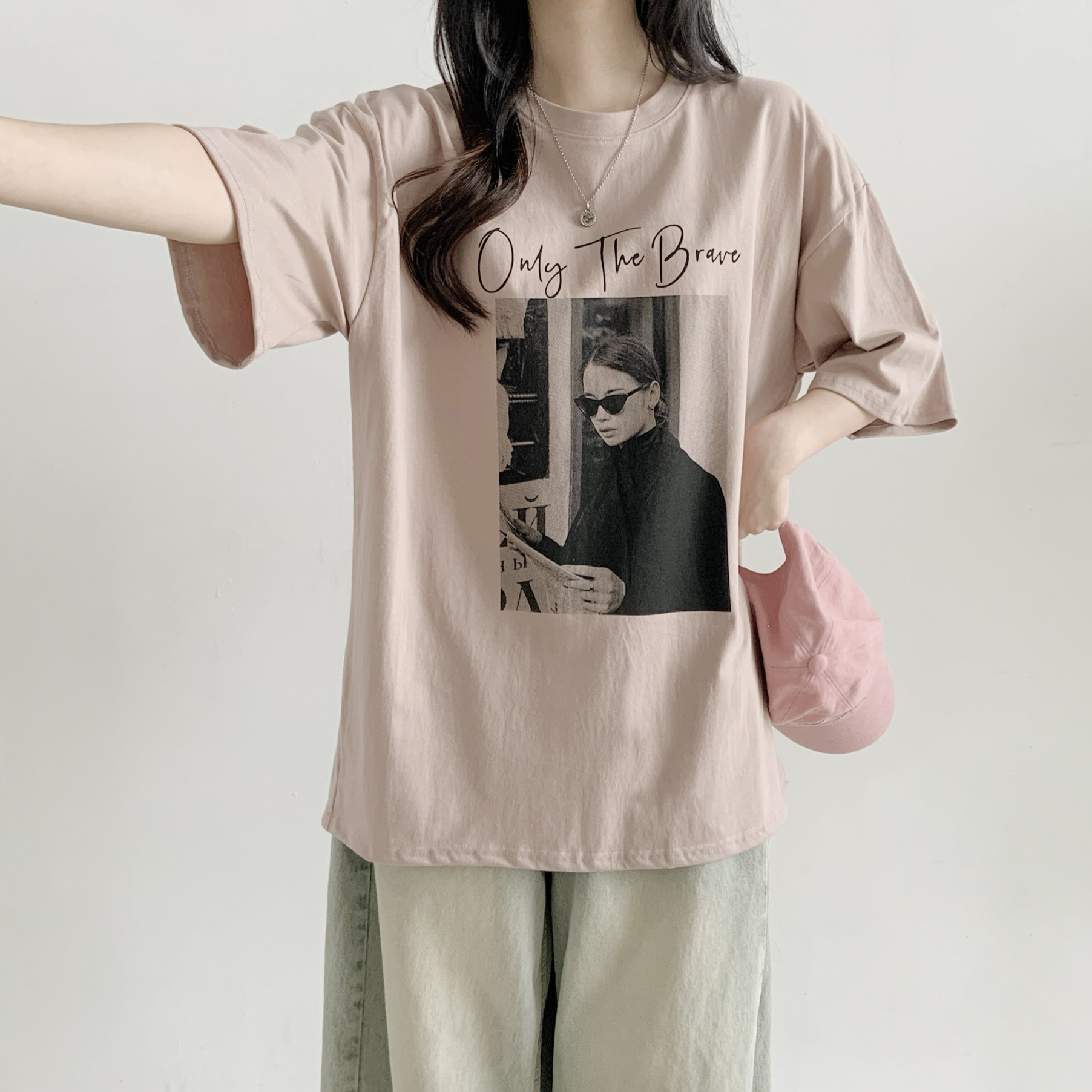 コットンラウンドネックルーズ半袖ロゴTシャツ | 詳細画像8