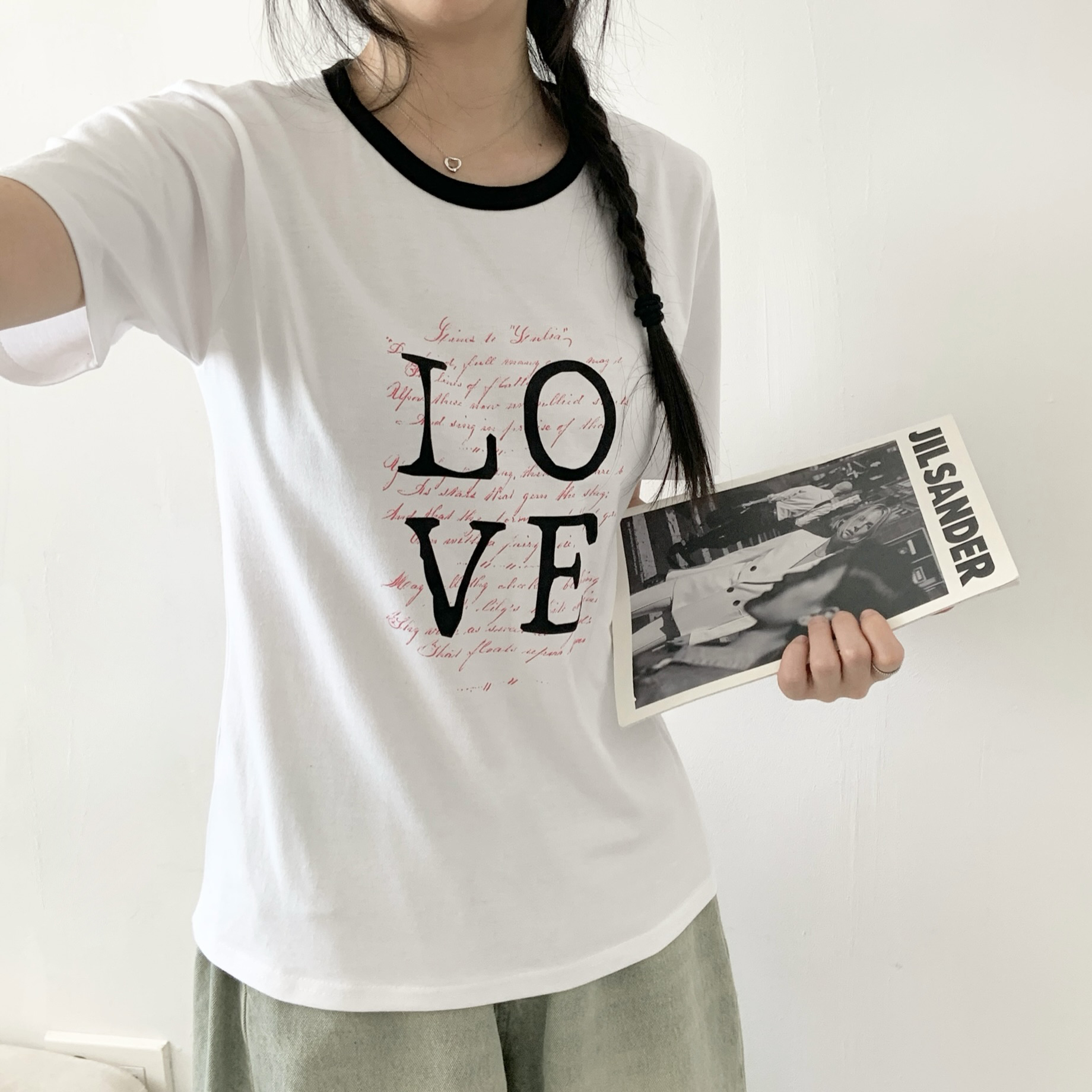 コットンラウンドネックベーシック半袖ロゴTシャツ | 詳細画像5