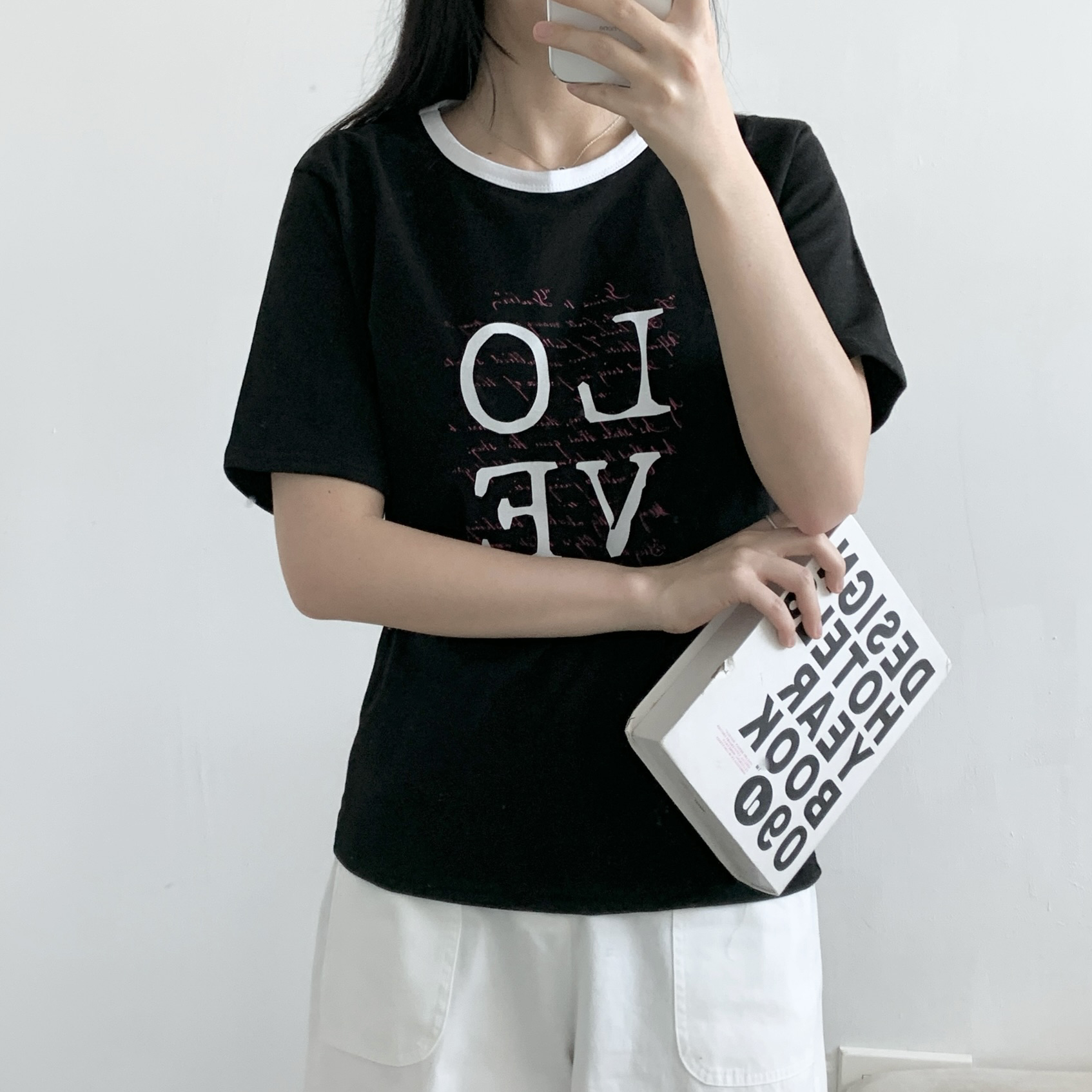 コットンラウンドネックベーシック半袖ロゴTシャツ | 詳細画像11