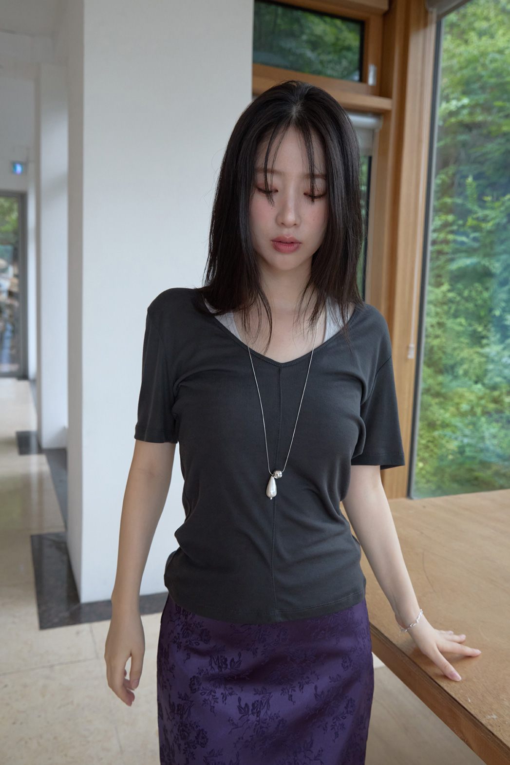 シースルーVネック無地TシャツSS | 詳細画像21