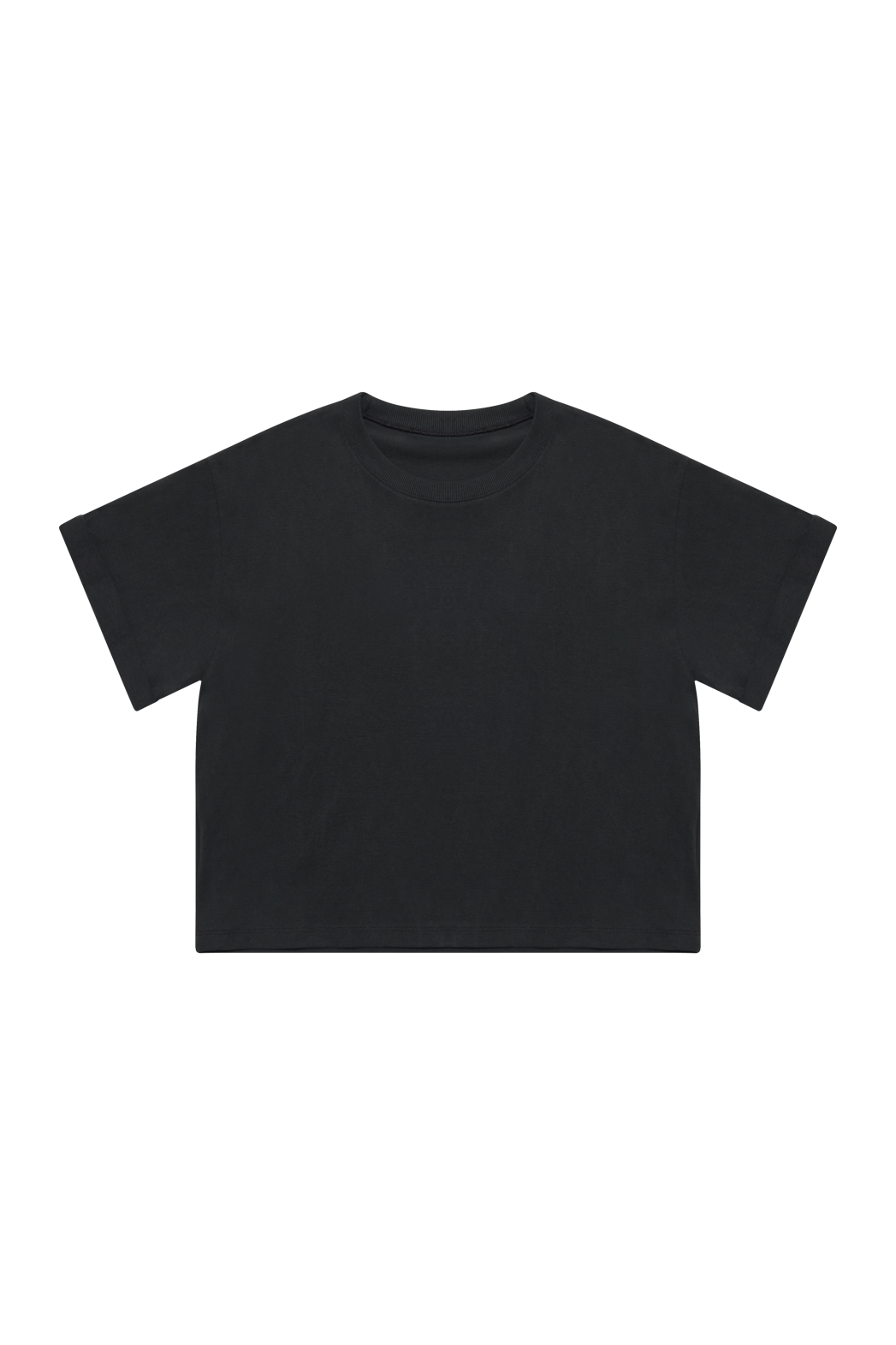 コットンラウンドネックオーバーサイズロールアップセミクロップド無地TシャツSS | 詳細画像13