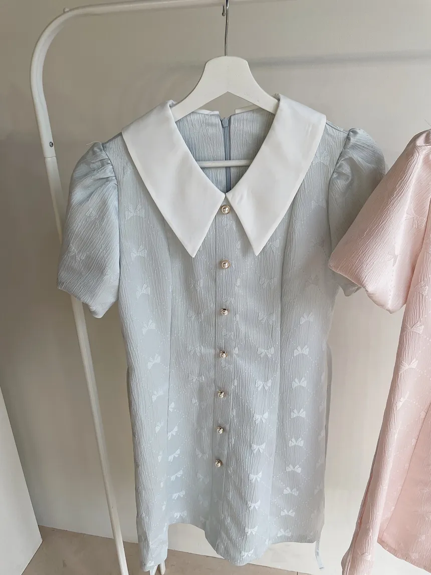 刺繍半袖ミニリボン柄ワンピース | mirangmirang | 詳細画像18