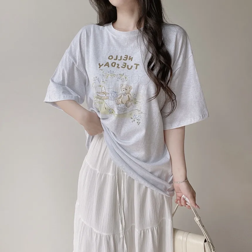 ルーズ半袖プリントTシャツ | mirangmirang | 詳細画像2