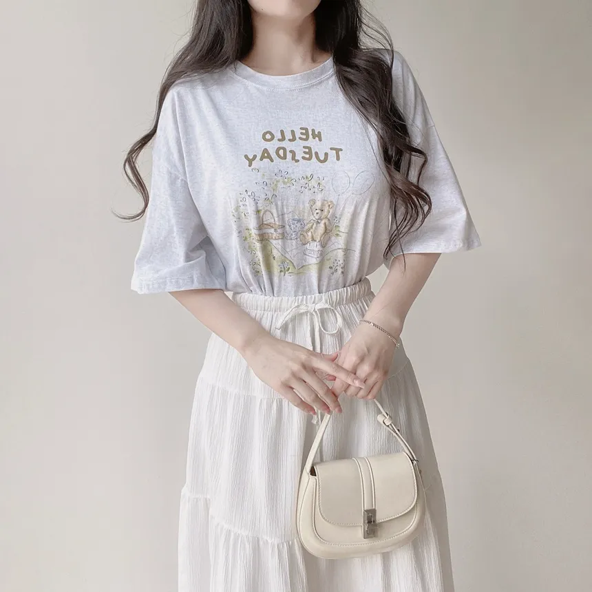 ルーズ半袖プリントTシャツ | mirangmirang | 詳細画像3