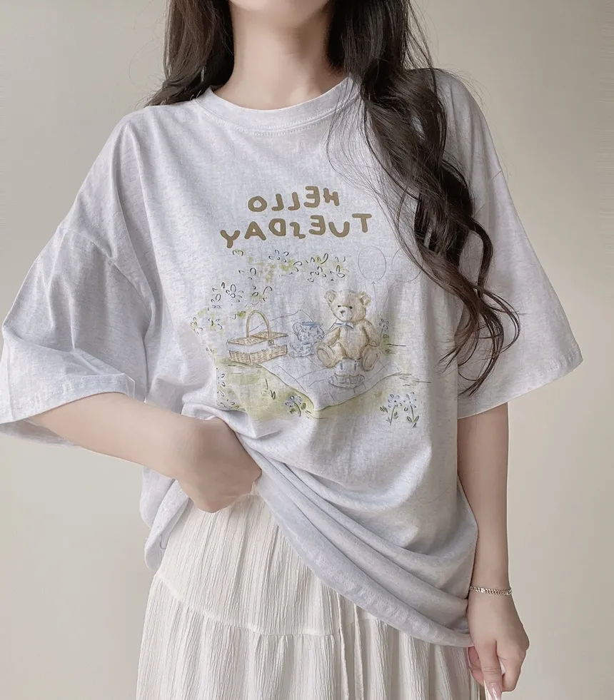 ルーズ半袖プリントTシャツ | mirangmirang | 詳細画像4
