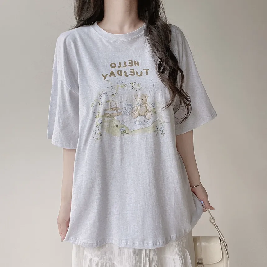 ルーズ半袖プリントTシャツ | mirangmirang | 詳細画像5