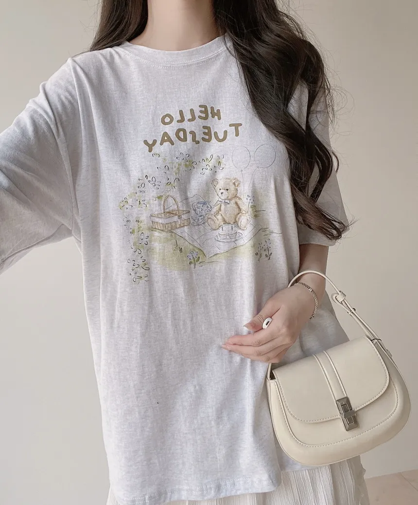 ルーズ半袖プリントTシャツ | mirangmirang | 詳細画像6