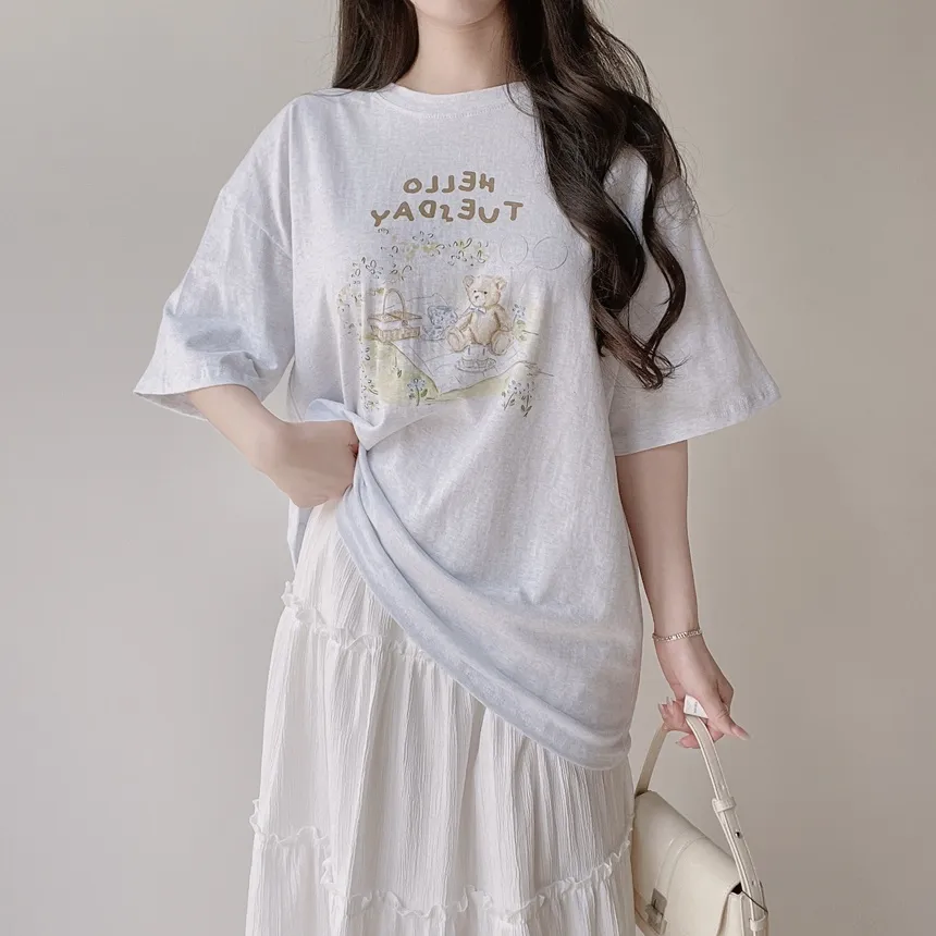 ルーズ半袖プリントTシャツ | mirangmirang | 詳細画像7
