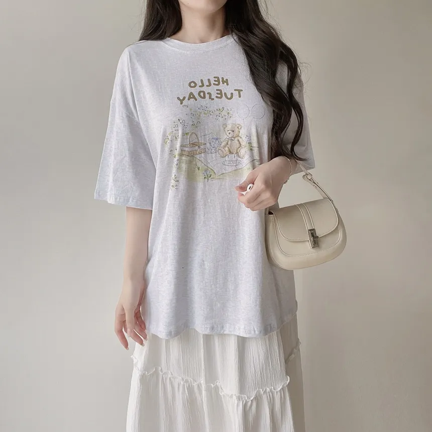 ルーズ半袖プリントTシャツ | mirangmirang | 詳細画像8