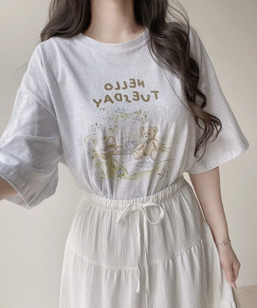 ルーズ半袖プリントTシャツ | mirangmirang | 詳細画像13