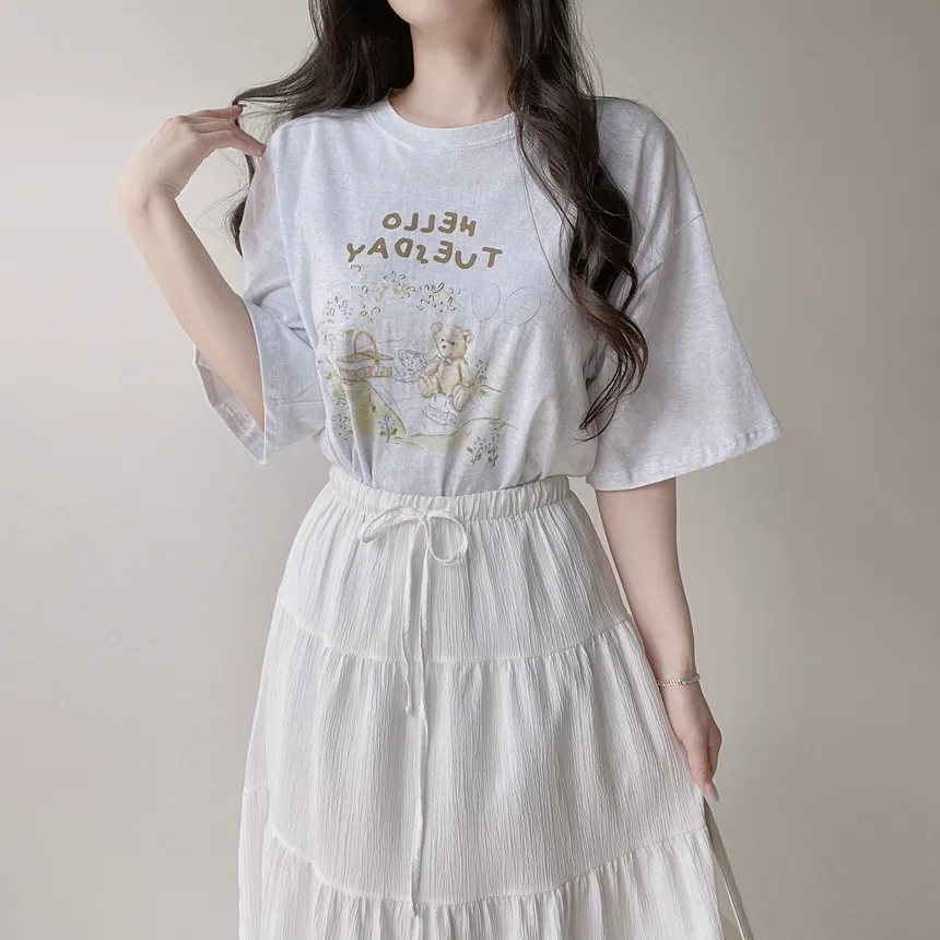 ルーズ半袖プリントTシャツ | mirangmirang | 詳細画像14