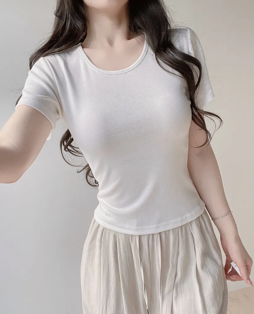 ラウンドネック半袖Tシャツ | mirangmirang | 詳細画像4