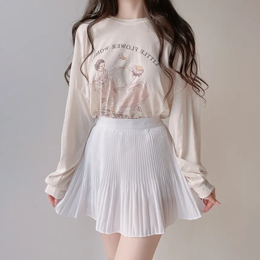 ルーズドロップショルダー長袖プリントTシャツ | mirangmirang | 詳細画像15