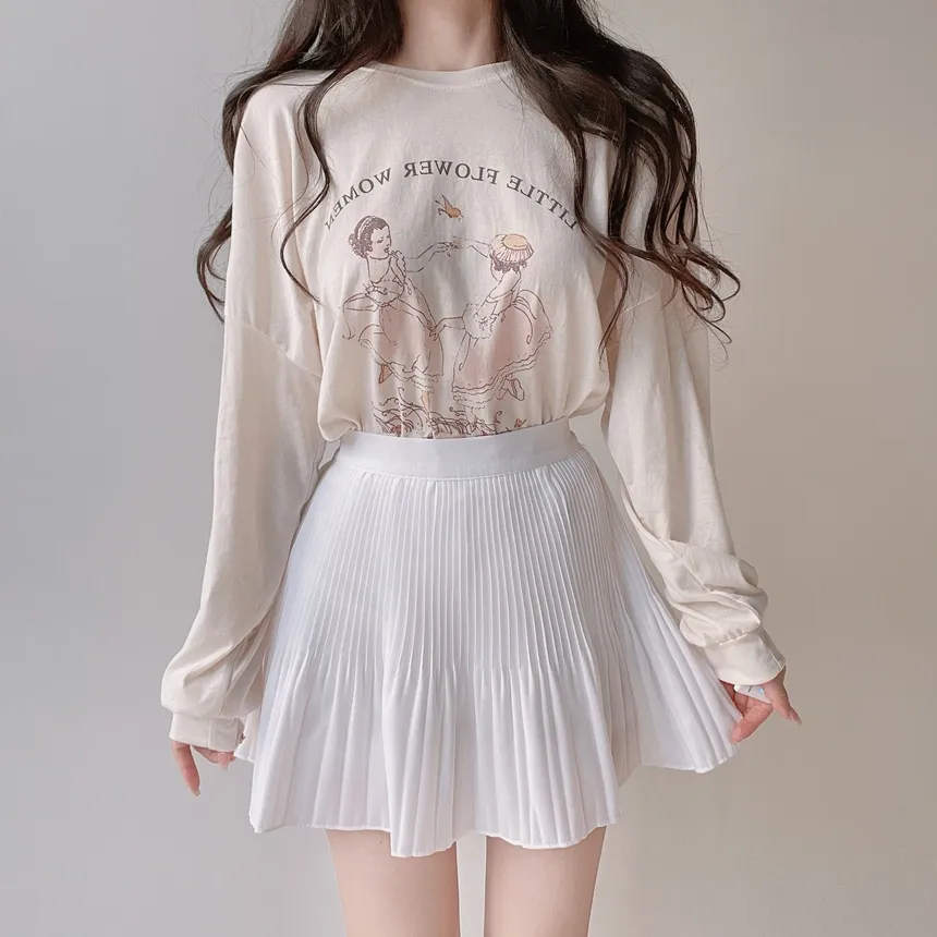 ルーズドロップショルダー長袖プリントTシャツ | mirangmirang | 詳細画像16