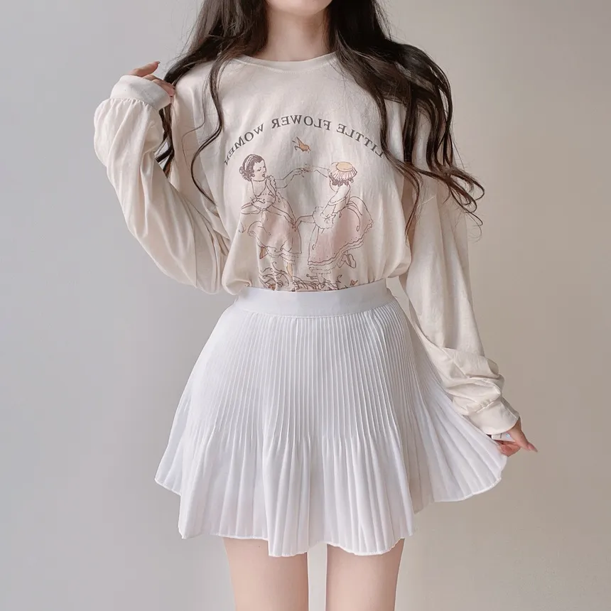 ルーズドロップショルダー長袖プリントTシャツ | mirangmirang | 詳細画像17