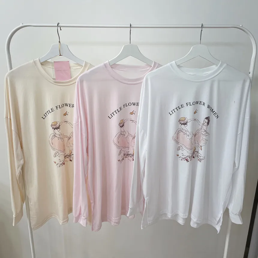 ルーズドロップショルダー長袖プリントTシャツ | mirangmirang | 詳細画像22