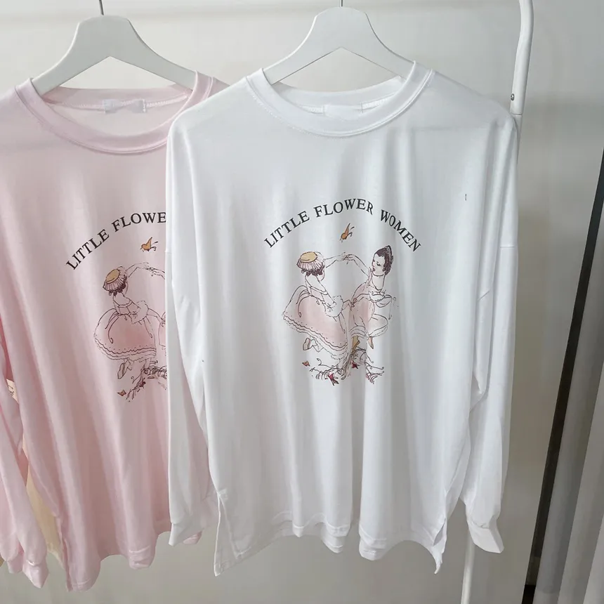 ルーズドロップショルダー長袖プリントTシャツ | mirangmirang | 詳細画像23