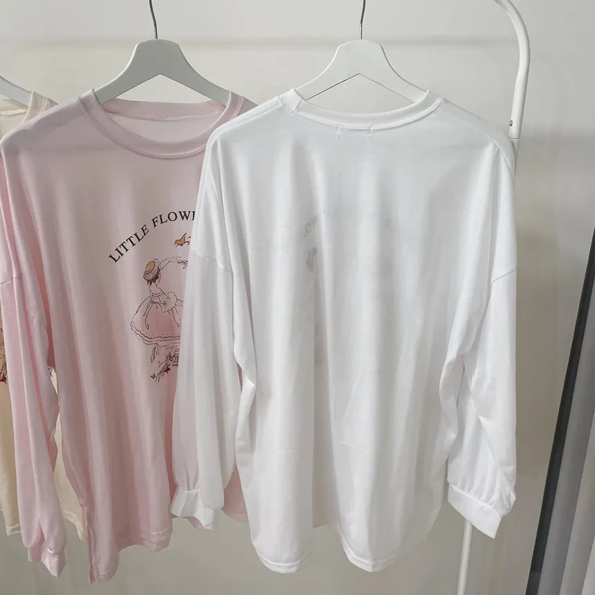 ルーズドロップショルダー長袖プリントTシャツ | mirangmirang | 詳細画像24