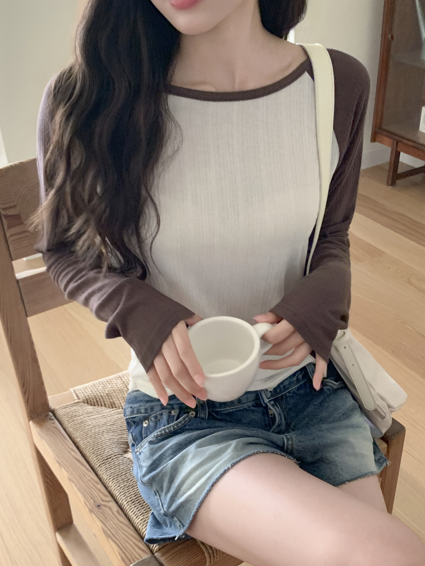配色ラグランスリム長袖Tシャツ | 詳細画像12