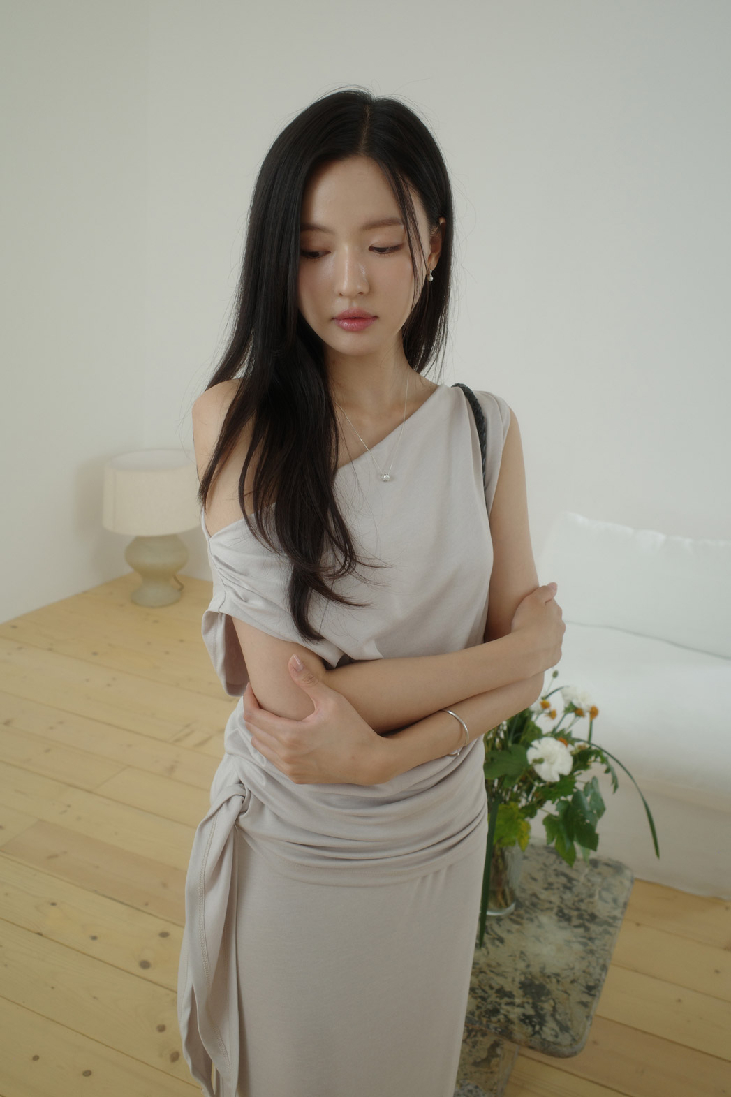 ドレープウエストゴムロングセットアップスカートベスト | DHOLIC | 詳細画像11