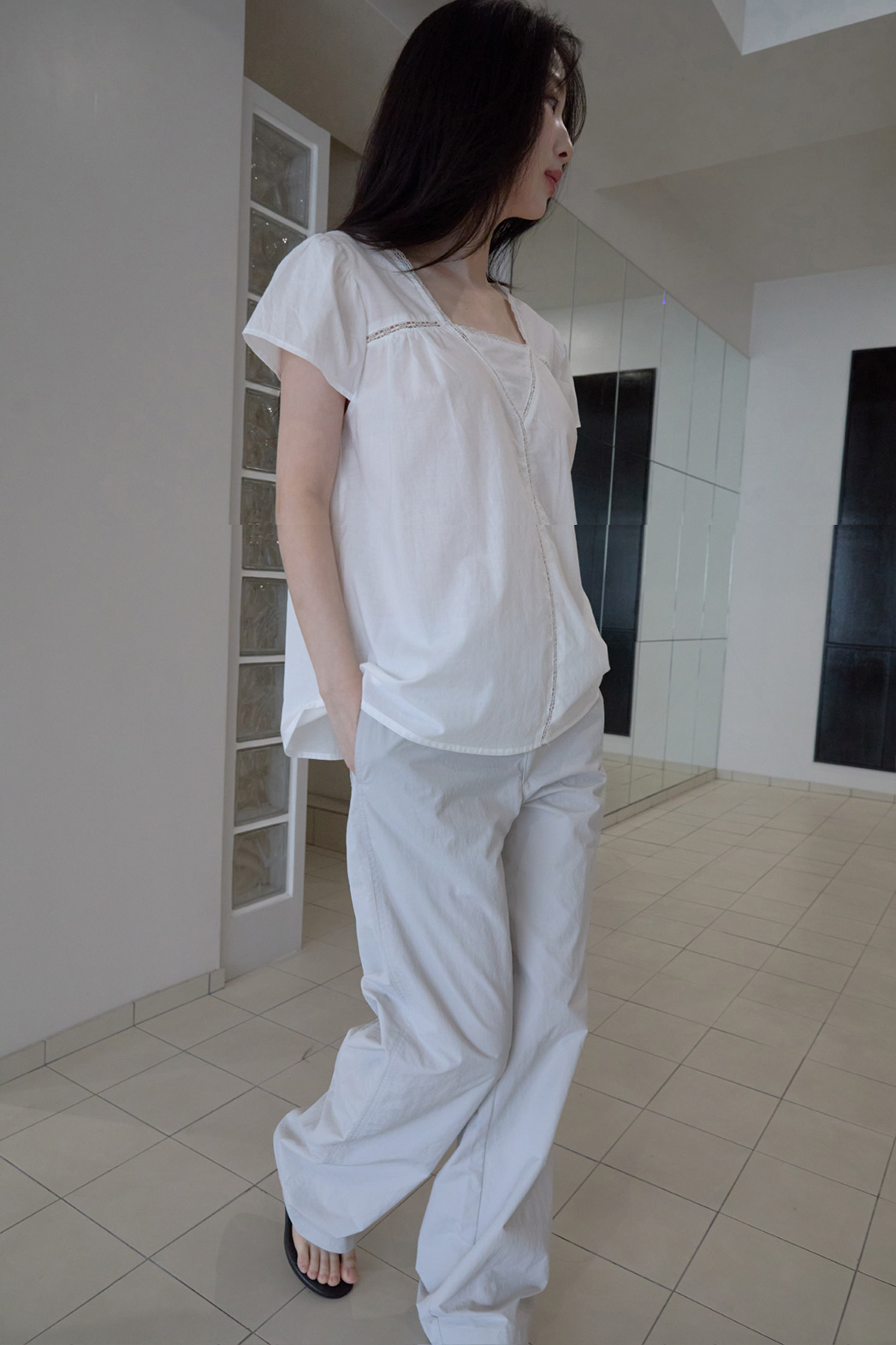 ナイロンストレートワイド無地パンツSS | 詳細画像2
