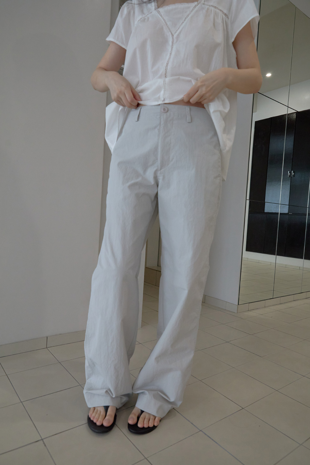 ナイロンストレートワイド無地パンツSS | 詳細画像9