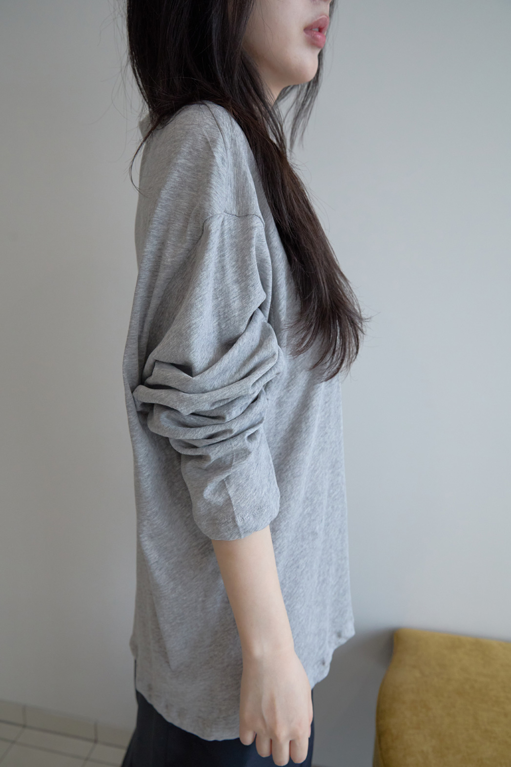 コットンボタンカラーオーバーサイズ無地TシャツポロカラーTシャツSSFW | 詳細画像25
