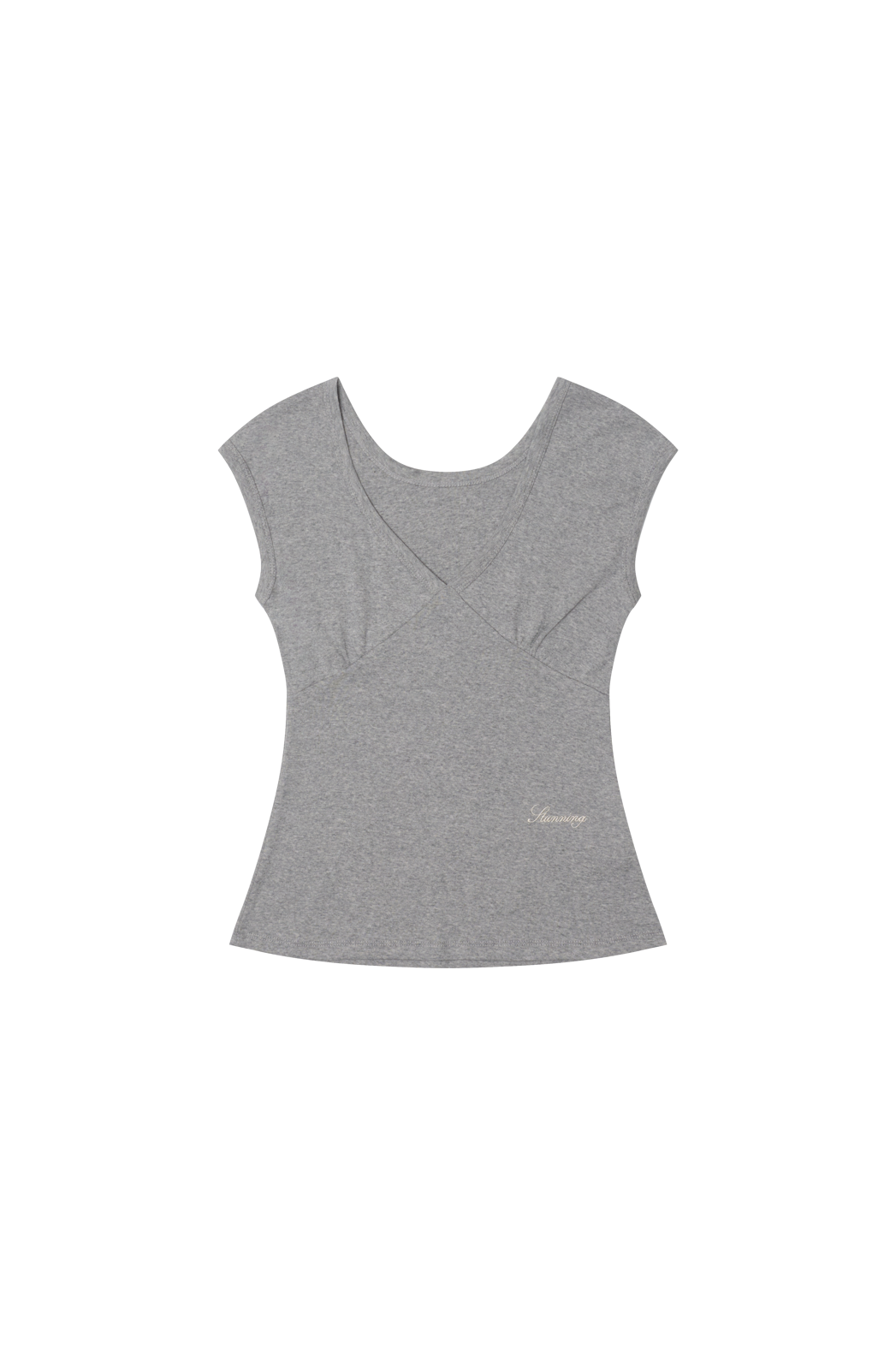 コットンVネックフレンチスリーブクロップドスリム無地TシャツSS | 詳細画像20