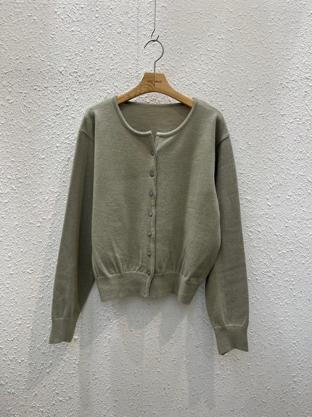 ニットボタンラウンドネックベーシック長袖カーディガン | 詳細画像9