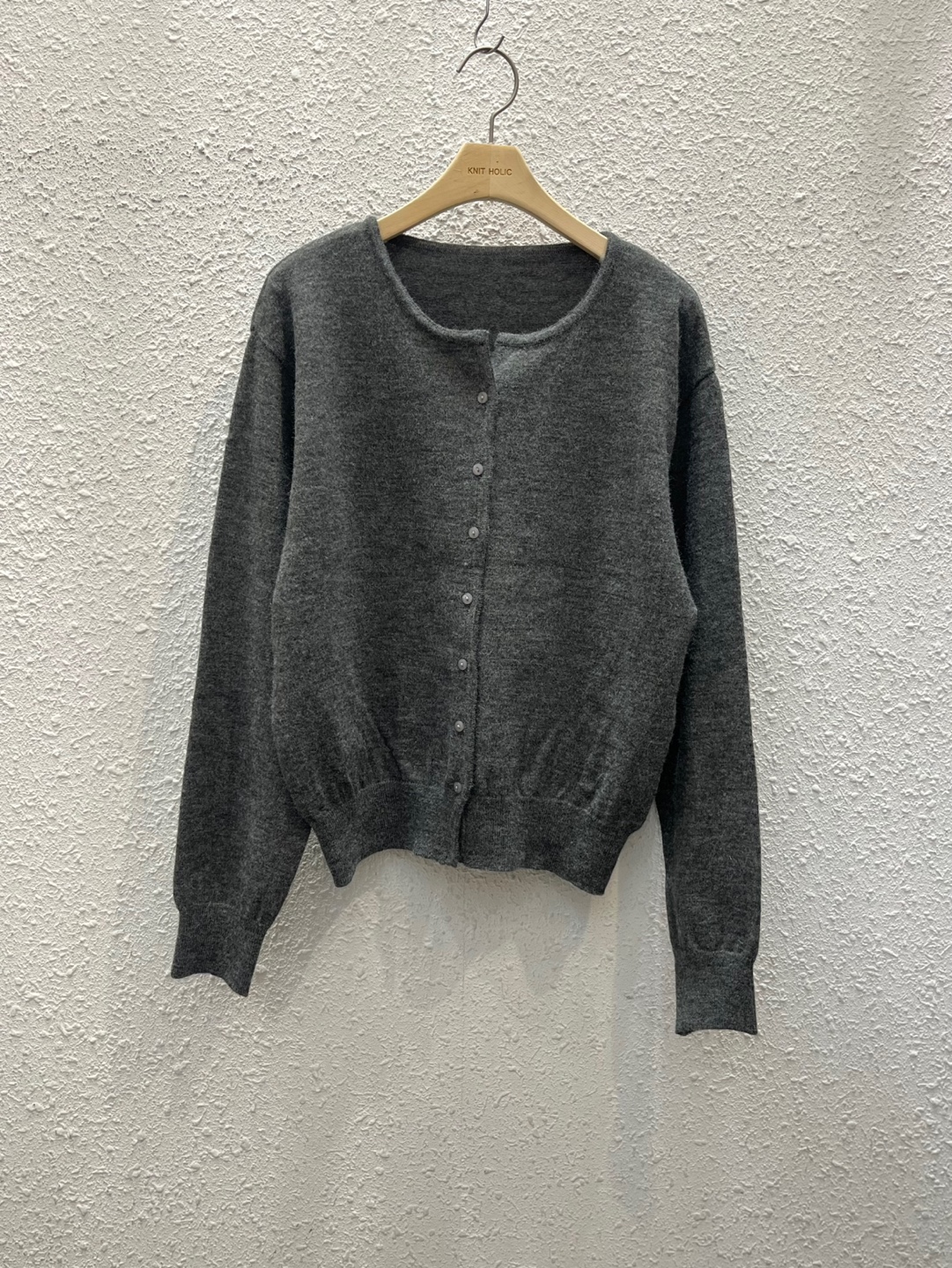 ニットボタンラウンドネックベーシック長袖カーディガン | 詳細画像10