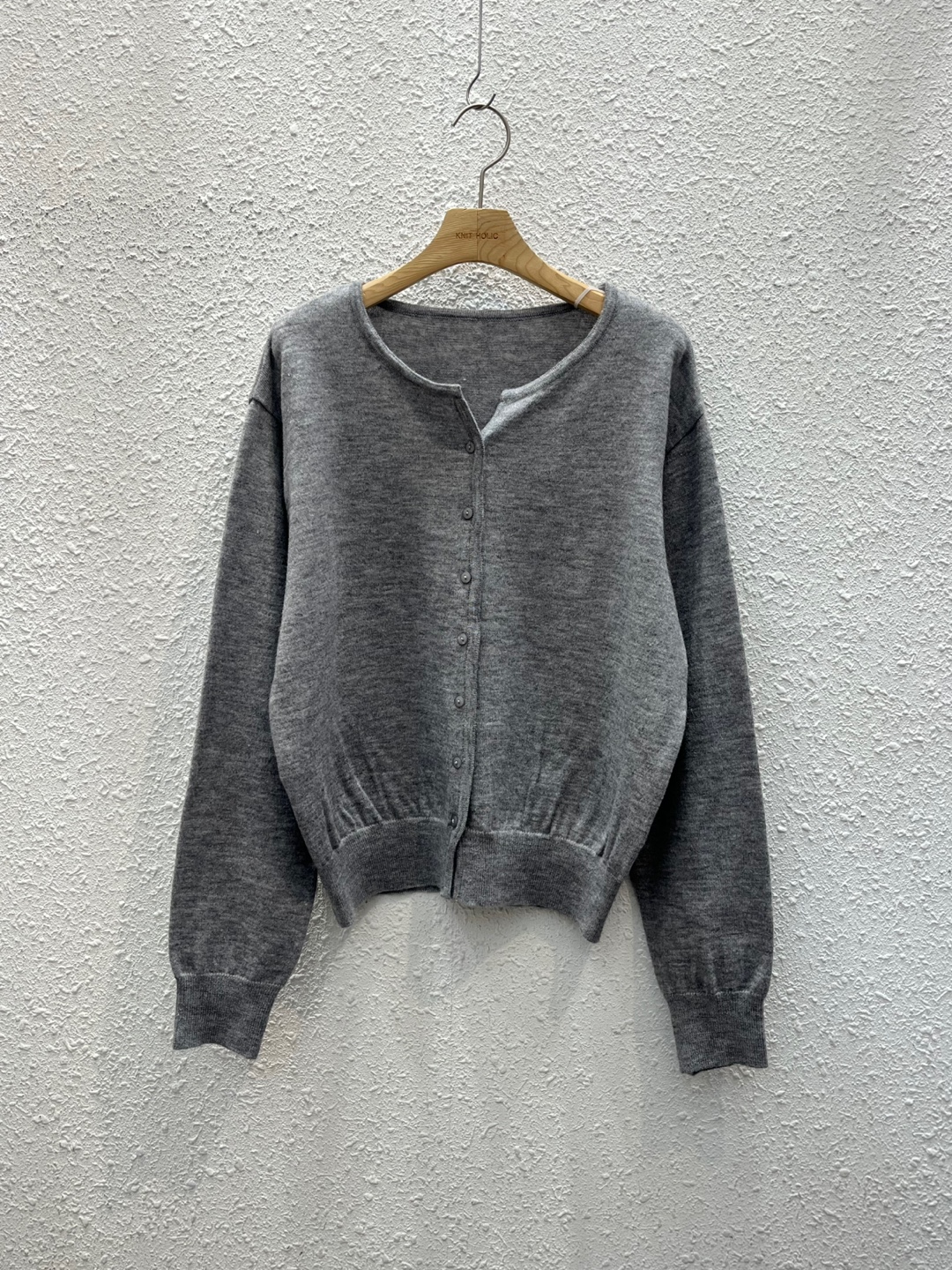ニットボタンラウンドネックベーシック長袖カーディガン | 詳細画像11