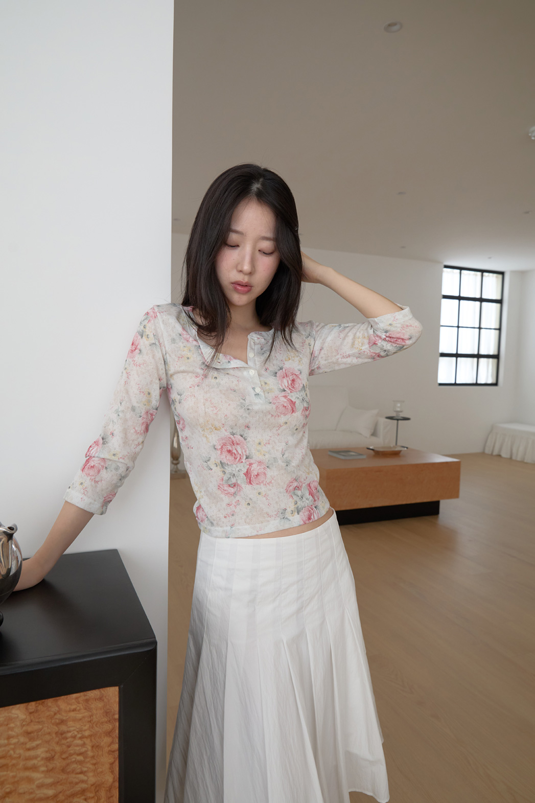 シースルークロップドスリム花柄TシャツSS | 詳細画像11