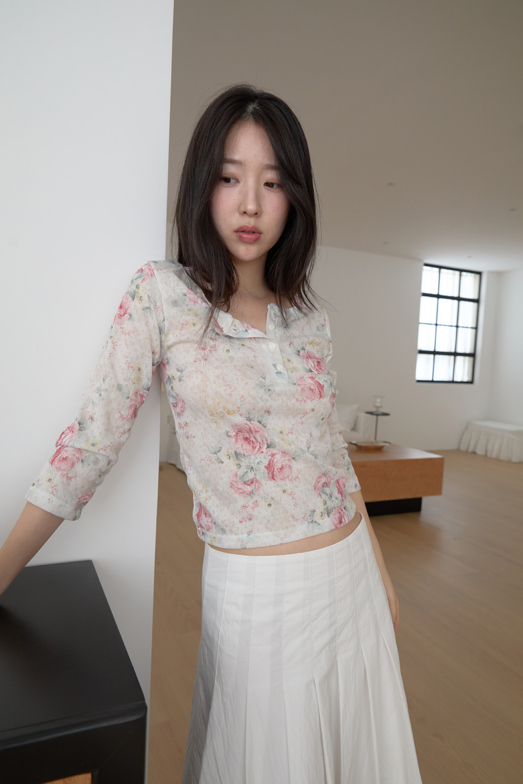 シースルークロップドスリム花柄TシャツSS | 詳細画像12