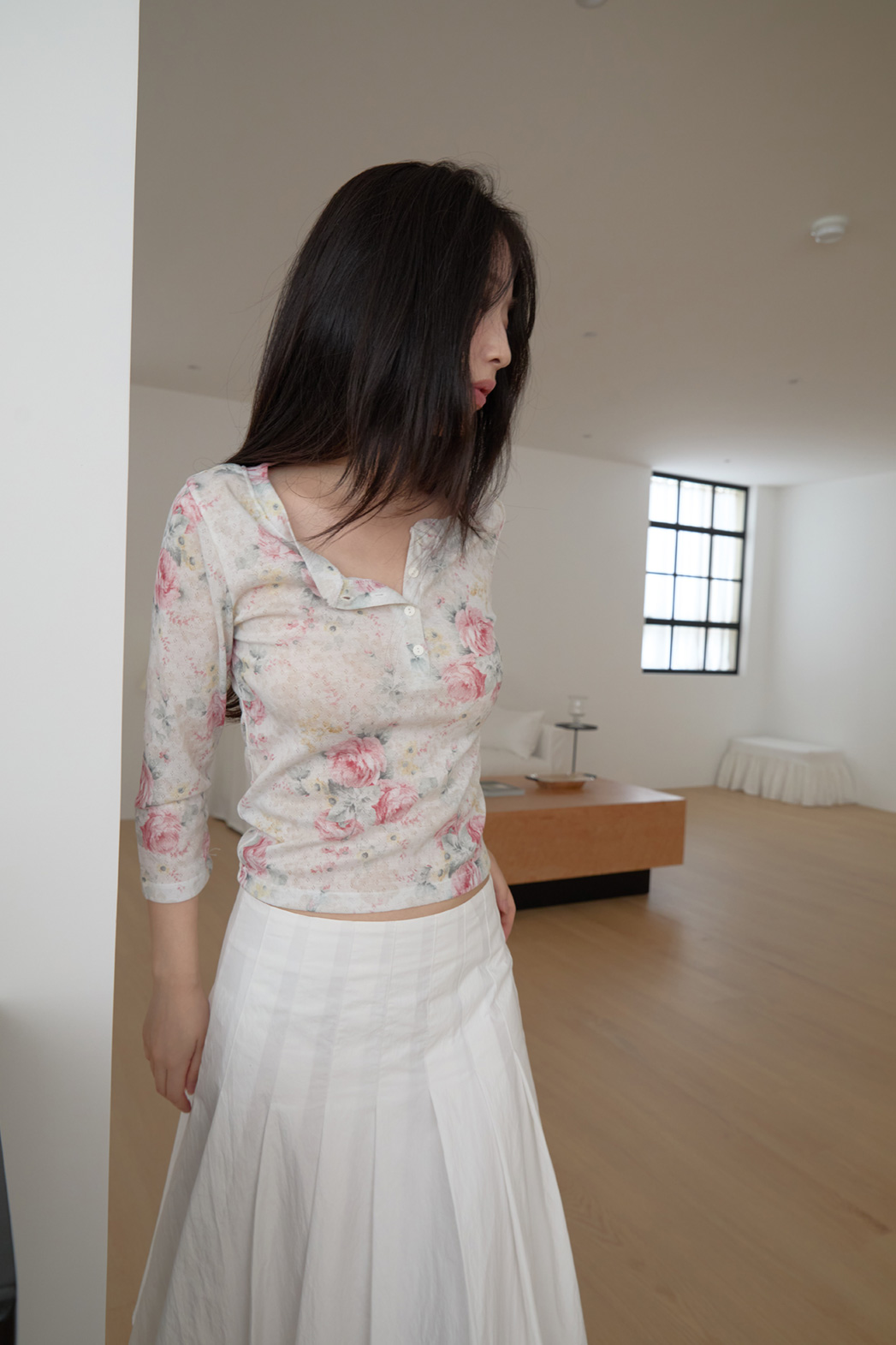 シースルークロップドスリム花柄TシャツSS | 詳細画像13