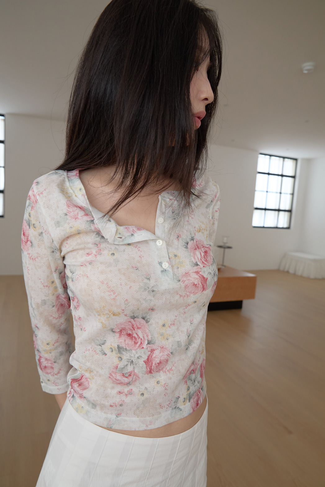シースルークロップドスリム花柄TシャツSS | 詳細画像14
