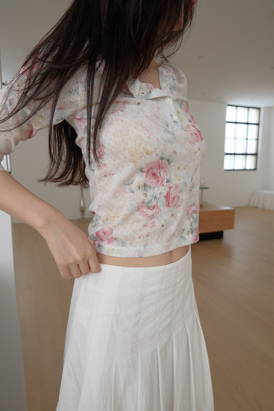 シースルークロップドスリム花柄TシャツSS | 詳細画像16