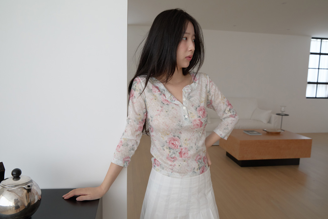 シースルークロップドスリム花柄TシャツSS | 詳細画像18