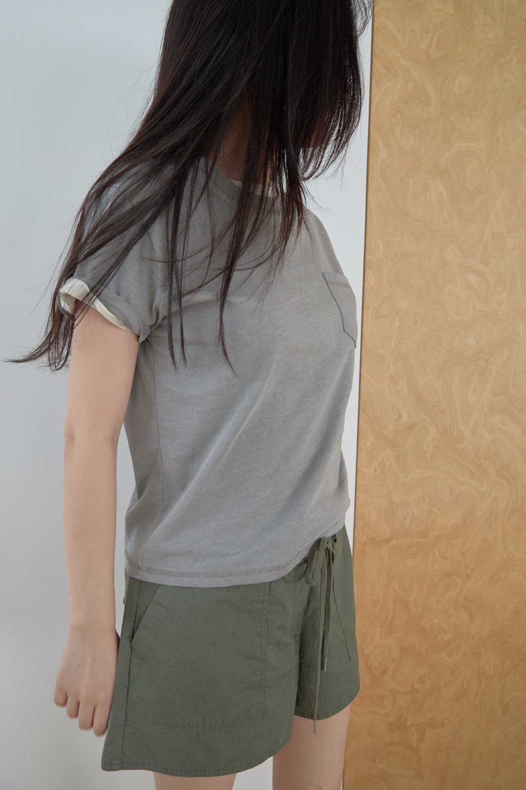コットンクロップドワンポケット無地TシャツSS | 詳細画像8