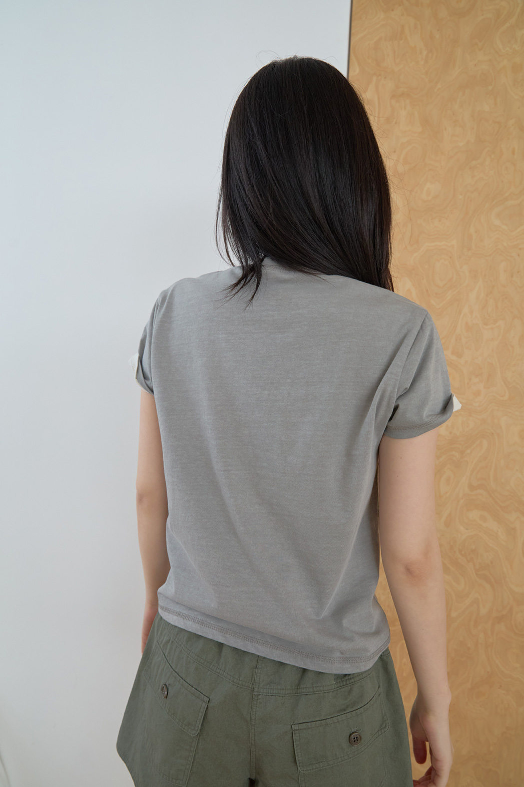 コットンクロップドワンポケット無地TシャツSS | 詳細画像11