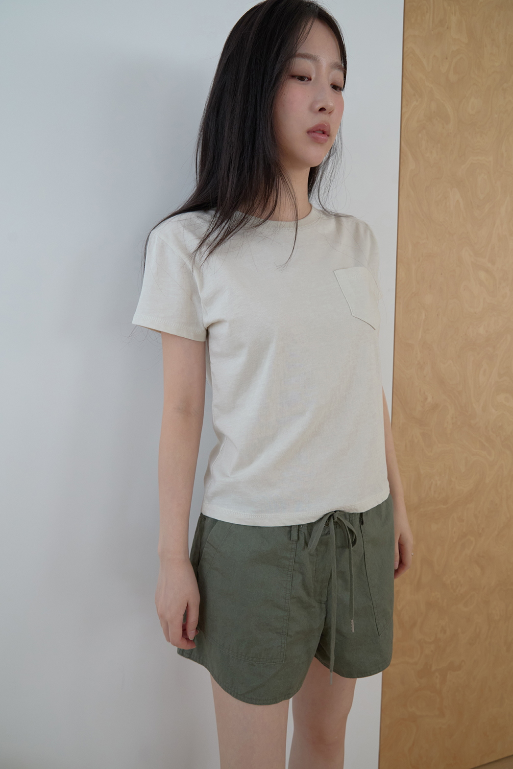 コットンクロップドワンポケット無地TシャツSS | 詳細画像13